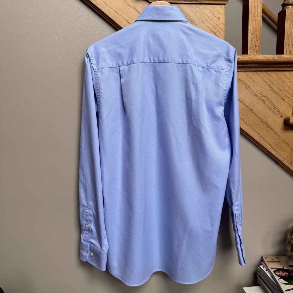 David Donahue Trim Dress Shirt 15.5 34/35 Blue Royal Oxford Cotton‎ Woven Spread - Picture 3 of 9